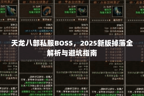 天龙八部私服BOSS,2025新版掉落全解析与避坑指南 天龙八部私服BOSS,2025新版掉落全解析与避坑指南