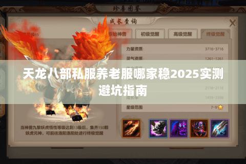 天龙八部私服养老服哪家稳2025实测避坑指南 天龙八部私服养老服哪家稳2025实测避坑指南