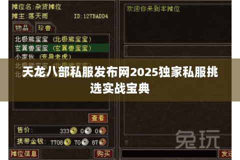 天龙八部私服发布网2025独家私服挑选实战宝典 天龙八部私服发布网2025独家私服挑选实战宝典
