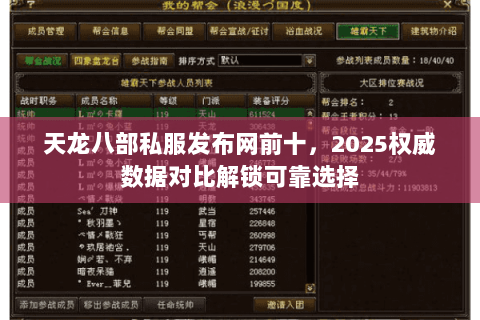 天龙八部私服发布网前十，2025权威数据对比解锁可靠选择
