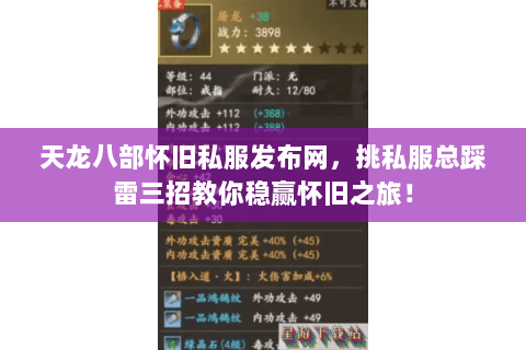 天龙八部怀旧私服发布网,挑私服总踩雷三招教你稳赢怀旧之旅! 天龙八部怀旧私服发布网,挑私服总踩雷三招教你稳赢怀旧之旅!