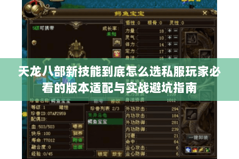 天龙八部新技能到底怎么选私服玩家必看的版本适配与实战避坑指南 天龙八部新技能到底怎么选私服玩家必看的版本适配与实战避坑指南