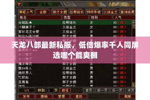 天龙八部最新私服,低倍爆率千人同屏选哪个能爽翻 天龙八部最新私服,低倍爆率千人同屏选哪个能爽翻