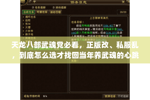 天龙八部武魂党必看,正版改、私服乱,到底怎么选才找回当年养武魂的心跳 天龙八部武魂党必看,正版改、私服乱,到底怎么选才找回当年养武魂的心跳