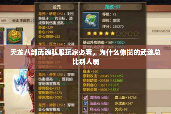 天龙八部武魂私服玩家必看，为什么你攒的武魂总比别人弱