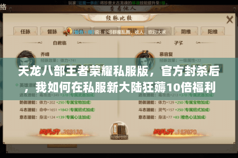 天龙八部王者荣耀私服版，官方封杀后，我如何在私服新大陆狂薅10倍福利