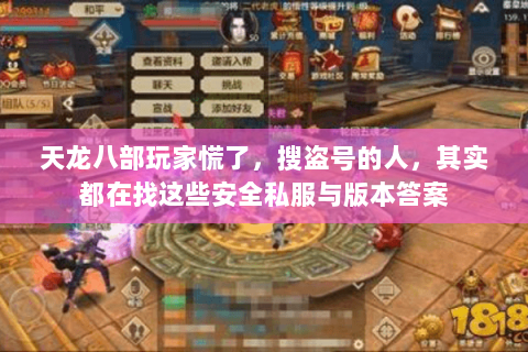 天龙八部玩家慌了，搜盗号的人，其实都在找这些安全私服与版本答案