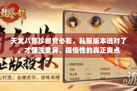 天龙八部珍兽党必看，私服版本选对了，才懂洗变异、提悟性的真正爽点