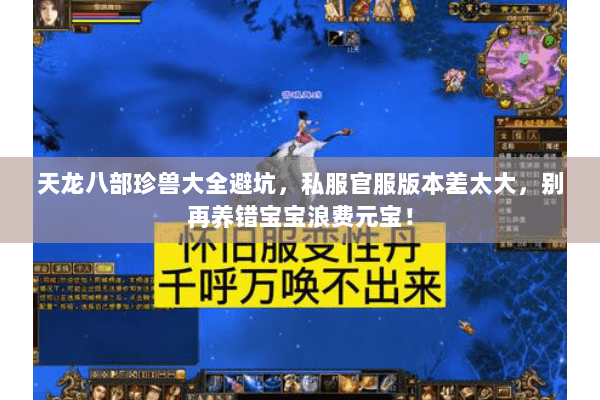 天龙八部珍兽大全避坑，私服官服版本差太大，别再养错宝宝浪费元宝！