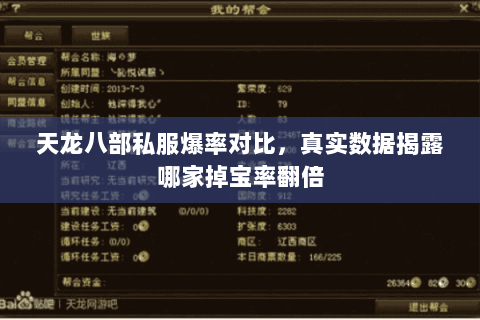 天龙八部私服爆率对比，真实数据揭露哪家掉宝率翻倍