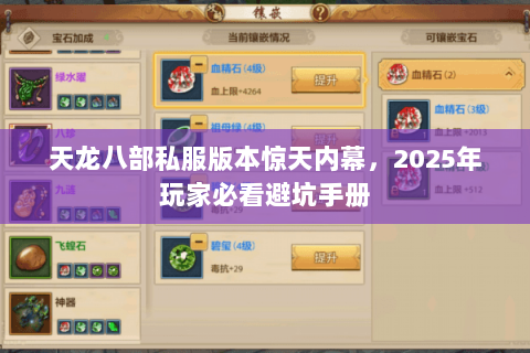天龙八部私服版本惊天内幕，2025年玩家必看避坑手册
