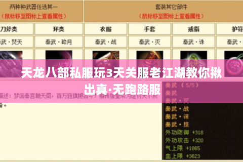 天龙八部私服玩3天关服老江湖教你揪出真·无跑路服 天龙八部私服玩3天关服老江湖教你揪出真·无跑路服