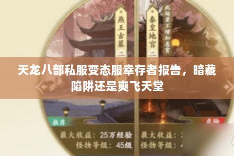 天龙八部私服变态服幸存者报告,暗藏陷阱还是爽飞天堂 天龙八部私服变态服幸存者报告,暗藏陷阱还是爽飞天堂