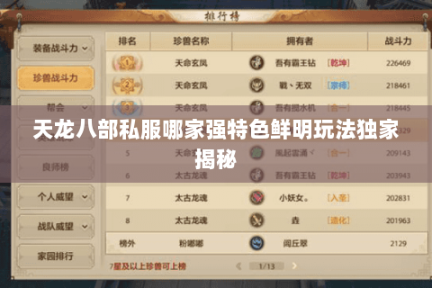 天龙八部私服哪家强特色鲜明玩法独家揭秘 天龙八部私服哪家强特色鲜明玩法独家揭秘