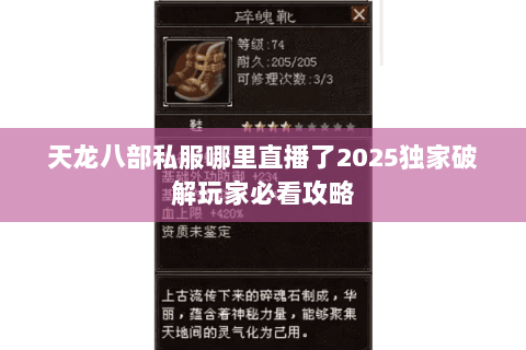 天龙八部私服哪里直播了2025独家破解玩家必看攻略 天龙八部私服哪里直播了2025独家破解玩家必看攻略
