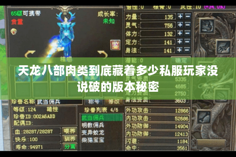 天龙八部肉类到底藏着多少私服玩家没说破的版本秘密