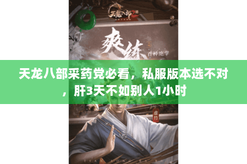 天龙八部采药党必看，私服版本选不对，肝3天不如别人1小时