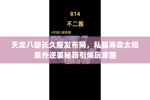 天龙八部长久服发布网,私服寿命太短意外逆袭秘籍引爆玩家圈 天龙八部长久服发布网,私服寿命太短意外逆袭秘籍引爆玩家圈