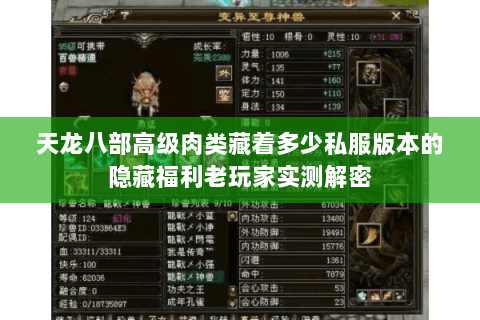 天龙八部高级肉类藏着多少私服版本的隐藏福利老玩家实测解密 天龙八部高级肉类藏着多少私服版本的隐藏福利老玩家实测解密