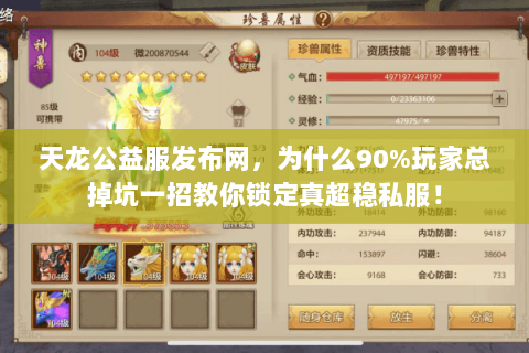 天龙公益服发布网，为什么90%玩家总掉坑一招教你锁定真超稳私服！