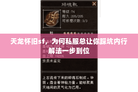 天龙怀旧sf，为何私服总让你踩坑内行解法一步到位
