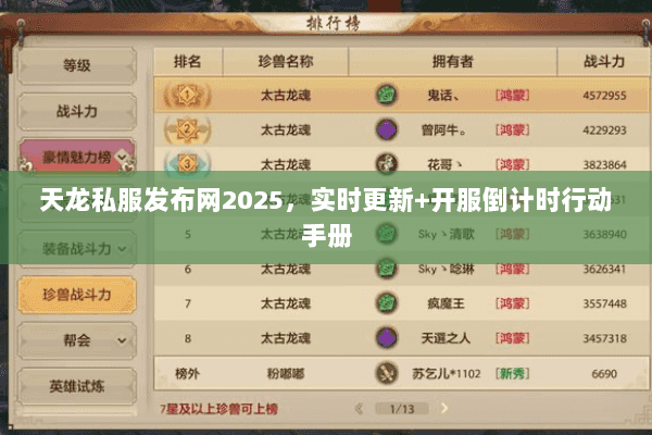 天龙私服发布网2025,实时更新+开服倒计时行动手册 天龙私服发布网2025,实时更新+开服倒计时行动手册