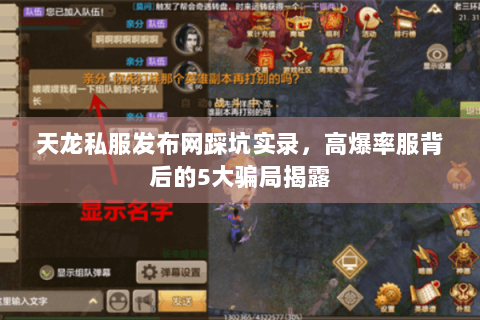天龙私服发布网踩坑实录，高爆率服背后的5大骗局揭露