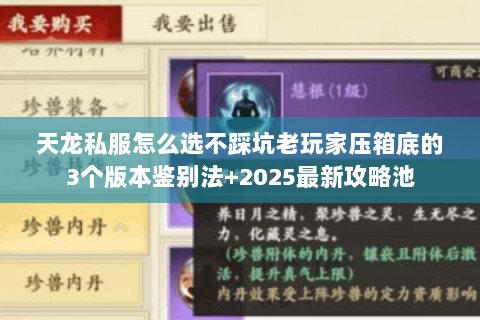 天龙私服怎么选不踩坑老玩家压箱底的3个版本鉴别法+2025最新攻略池 天龙私服怎么选不踩坑老玩家压箱底的3个版本鉴别法+2025最新攻略池