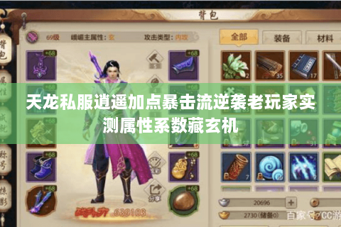 天龙私服逍遥加点暴击流逆袭老玩家实测属性系数藏玄机 天龙私服逍遥加点暴击流逆袭老玩家实测属性系数藏玄机