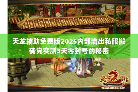 天龙辅助免费版2025内部流出私服搬砖党实测3天零封号的秘密 天龙辅助免费版2025内部流出私服搬砖党实测3天零封号的秘密