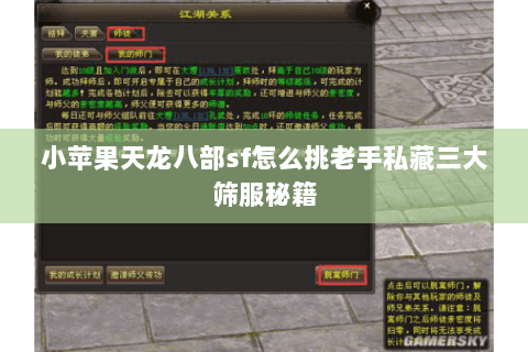 小苹果天龙八部sf怎么挑老手私藏三大筛服秘籍