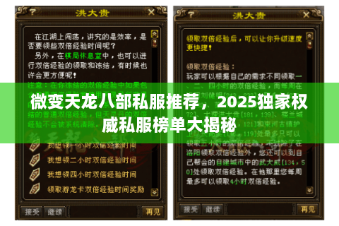 微变天龙八部私服推荐,2025独家权威私服榜单大揭秘 微变天龙八部私服推荐,2025独家权威私服榜单大揭秘