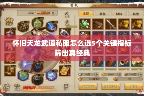 怀旧天龙武道私服怎么选5个关键指标筛出真经典 怀旧天龙武道私服怎么选5个关键指标筛出真经典