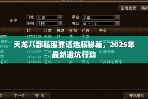 天龙八部私服靠谱选服秘籍,2025年最新避坑行动 天龙八部私服靠谱选服秘籍,2025年最新避坑行动