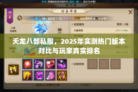 天龙八部私服，2025年实测热门版本对比与玩家真实排名