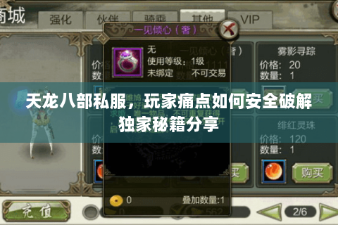 天龙八部私服，玩家痛点如何安全破解独家秘籍分享