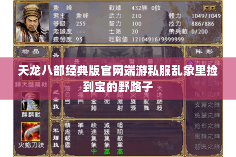 天龙八部经典版官网端游私服乱象里捡到宝的野路子