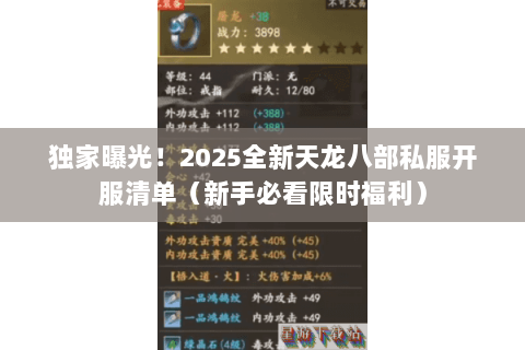 独家曝光！2025全新天龙八部私服开服清单（新手必看限时福利）