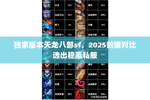 独家版本天龙八部sf,2025数据对比选出稳赢私服 独家版本天龙八部sf,2025数据对比选出稳赢私服