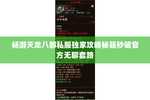 畅游天龙八部私服独家攻略秘籍秒破官方无聊套路 畅游天龙八部私服独家攻略秘籍秒破官方无聊套路