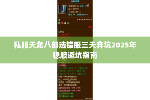 私服天龙八部选错服三天弃坑2025年稳服避坑指南 私服天龙八部选错服三天弃坑2025年稳服避坑指南
