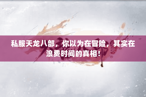 私服天龙八部,你以为在冒险,其实在浪费时间的真相! 私服天龙八部,你以为在冒险,其实在浪费时间的真相!