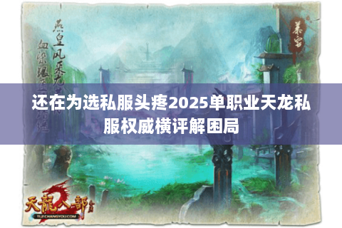 还在为选私服头疼2025单职业天龙私服权威横评解困局