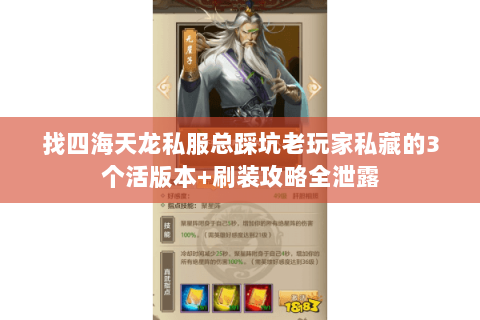 找四海天龙私服总踩坑老玩家私藏的3个活版本+刷装攻略全泄露