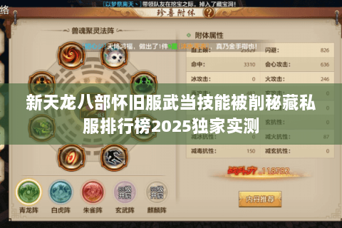 新天龙八部怀旧服武当技能被削秘藏私服排行榜2025独家实测 新天龙八部怀旧服武当技能被削秘藏私服排行榜2025独家实测
