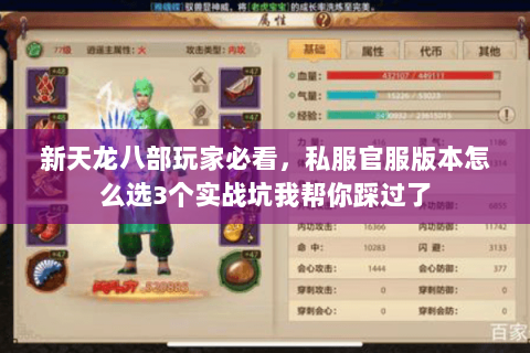 新天龙八部玩家必看,私服官服版本怎么选3个实战坑我帮你踩过了 新天龙八部玩家必看,私服官服版本怎么选3个实战坑我帮你踩过了