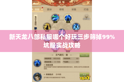 新天龙八部私服哪个好玩三步筛掉99%坑服实战攻略 新天龙八部私服哪个好玩三步筛掉99%坑服实战攻略