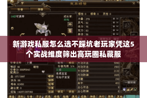 新游戏私服怎么选不踩坑老玩家凭这5个实战维度筛出高玩圈私藏服 新游戏私服怎么选不踩坑老玩家凭这5个实战维度筛出高玩圈私藏服