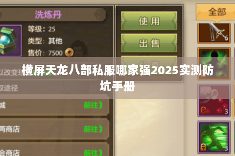 横屏天龙八部私服哪家强2025实测防坑手册 横屏天龙八部私服哪家强2025实测防坑手册