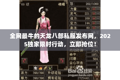 全网最牛的天龙八部私服发布网，2025独家限时行动，立即抢位！